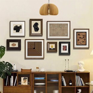 法式挂画中古风照片墙客厅玄关高级感床头画抽象复古装饰画