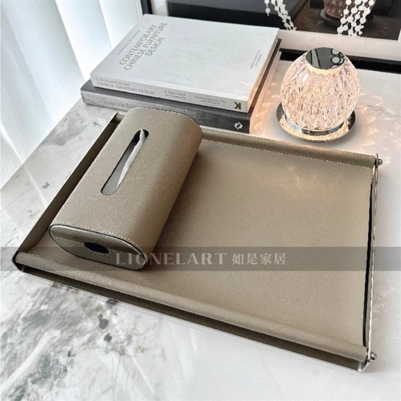 如是U型不锈钢皮托盘现代极简抽纸盒餐桌卧室床头玄关餐巾礼盒品