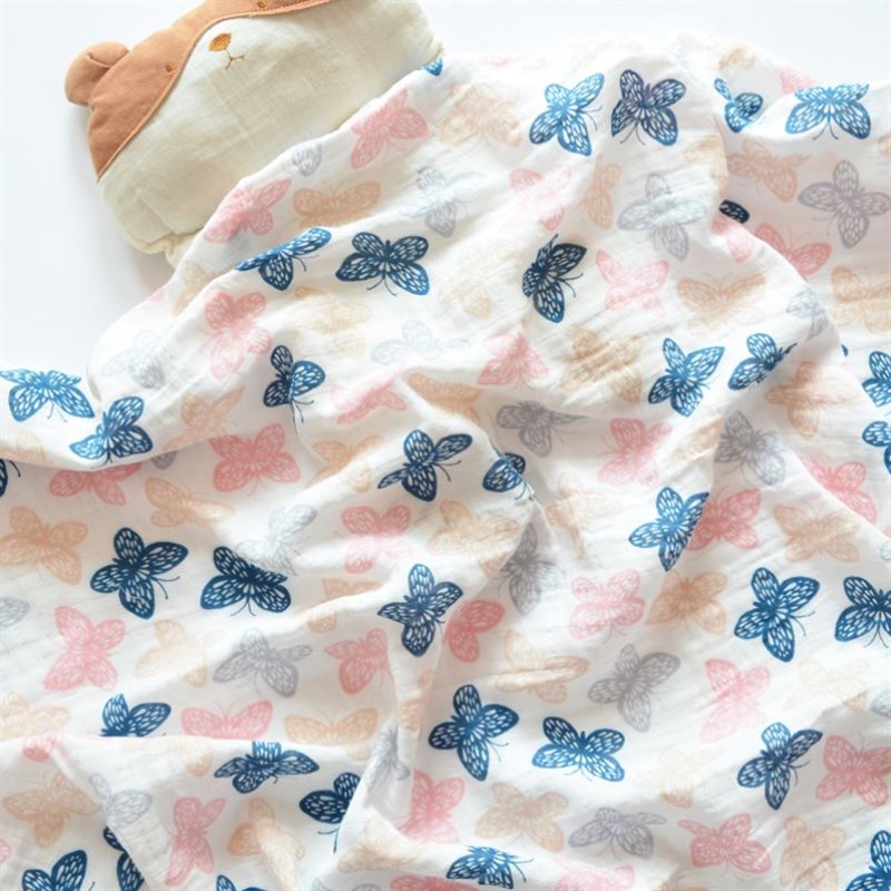 Newborn  Organic Cotton Bamboo Baby Blanket MuTslin Swaddle