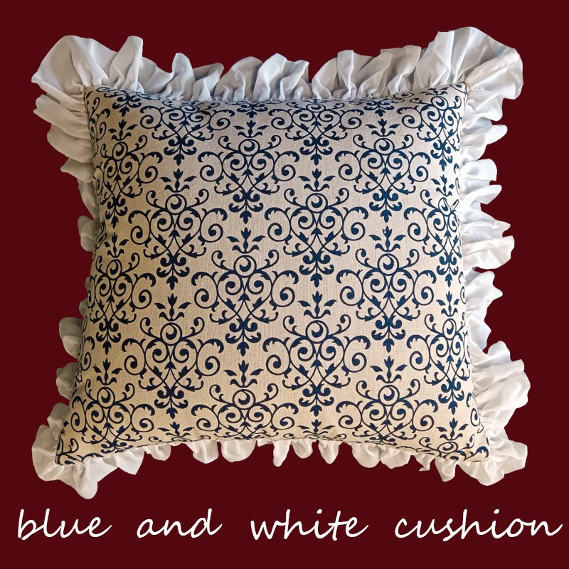 美法欧式复古青花抱枕沙发靠垫长方形腰枕床头靠背枕头可定做