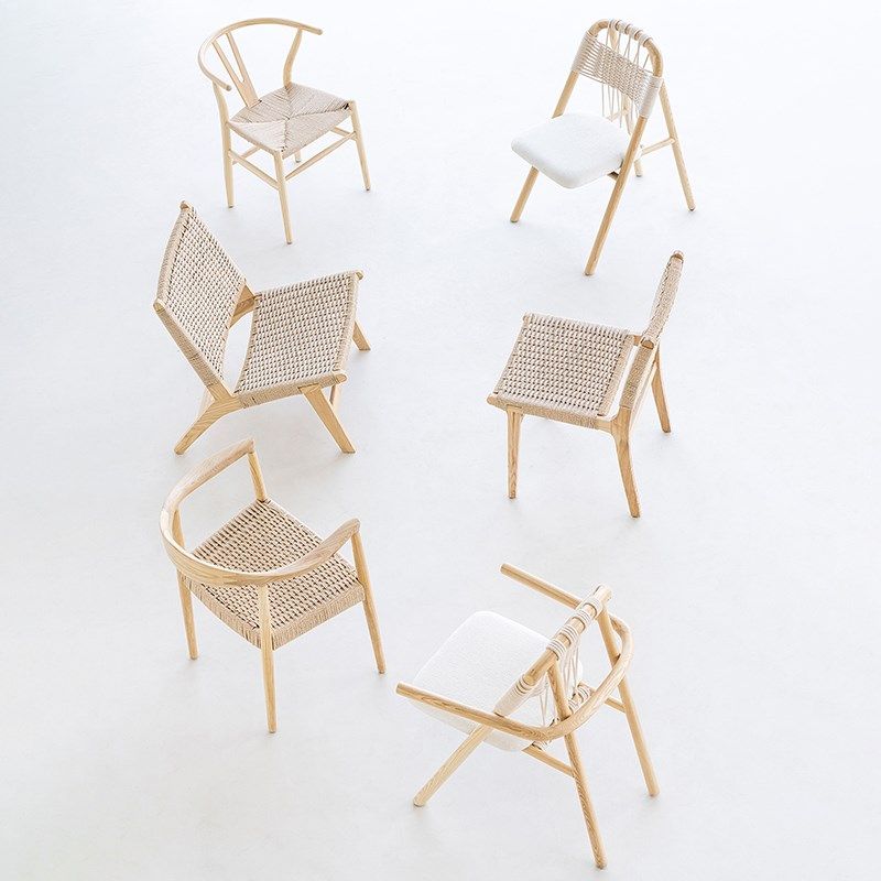 叁几 白蜡木椅休闲靠背书桌椅实木餐椅家用编绳椅子舒服久坐,住宅家具,餐椅,淘宝优惠券,粉丝福利购,淘宝优惠卷