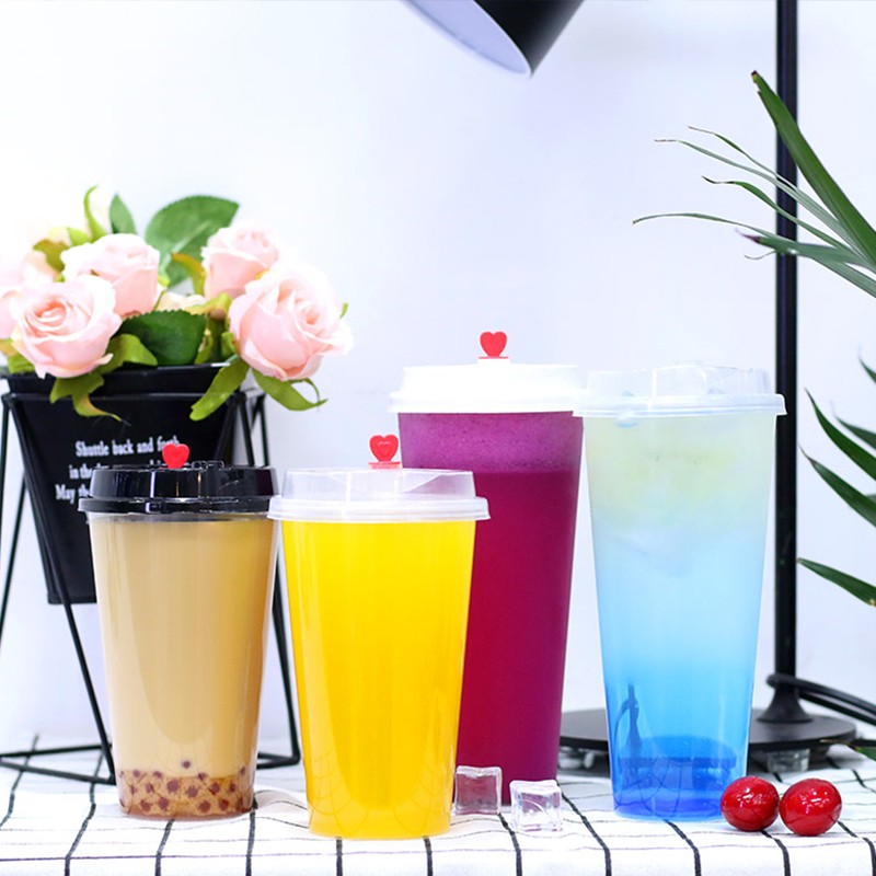 90口径奶茶杯注塑杯一次性700ml磨砂光杯500cc果汁饮料杯外卖定制