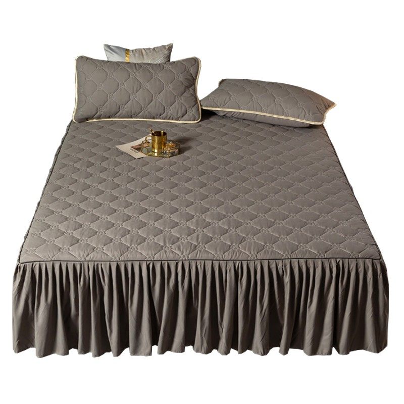 韩纯色加厚夹棉床裙单件磨毛四季款床罩in公风防滑边,床上用品,床裙,淘宝优惠券,粉丝福利购,淘宝优惠卷