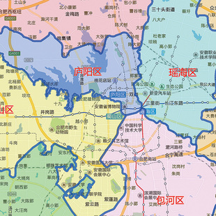 新款合肥市地图图 办公室挂图 防水墙壁装饰画地图
