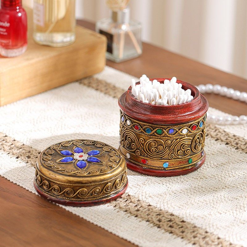 泰国实木牙签盒家用牙签筒牙签罐桌面棉签收纳罐创意储物盒子