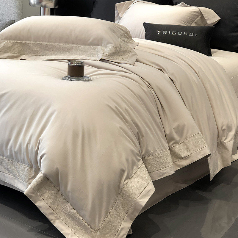 悦眠家纺大牌轻奢高支长绒棉纯棉磨毛四件套床上用品云柔加厚被套