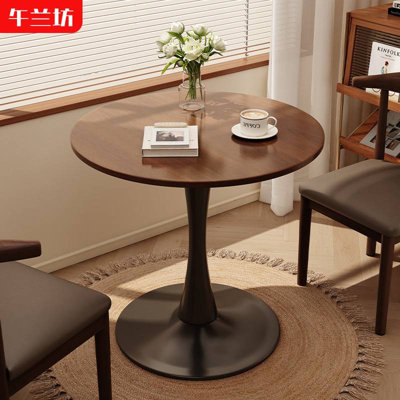 圆形茶几客厅家用郁金香休闲接待洽谈小圆桌咖啡桌美式阳台小茶桌