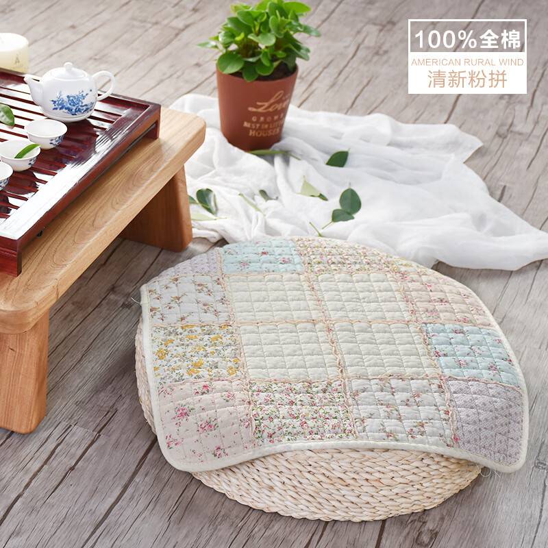榻榻米全棉纯棉透气餐椅垫子坐垫办公室通用薄座椅垫布艺蒲团垫