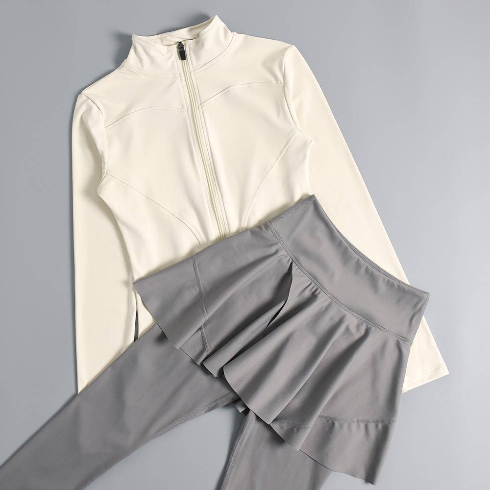 跑步运动女套装秋冬款长袖专业健身房穿搭修身显瘦瑜伽服圆领外套