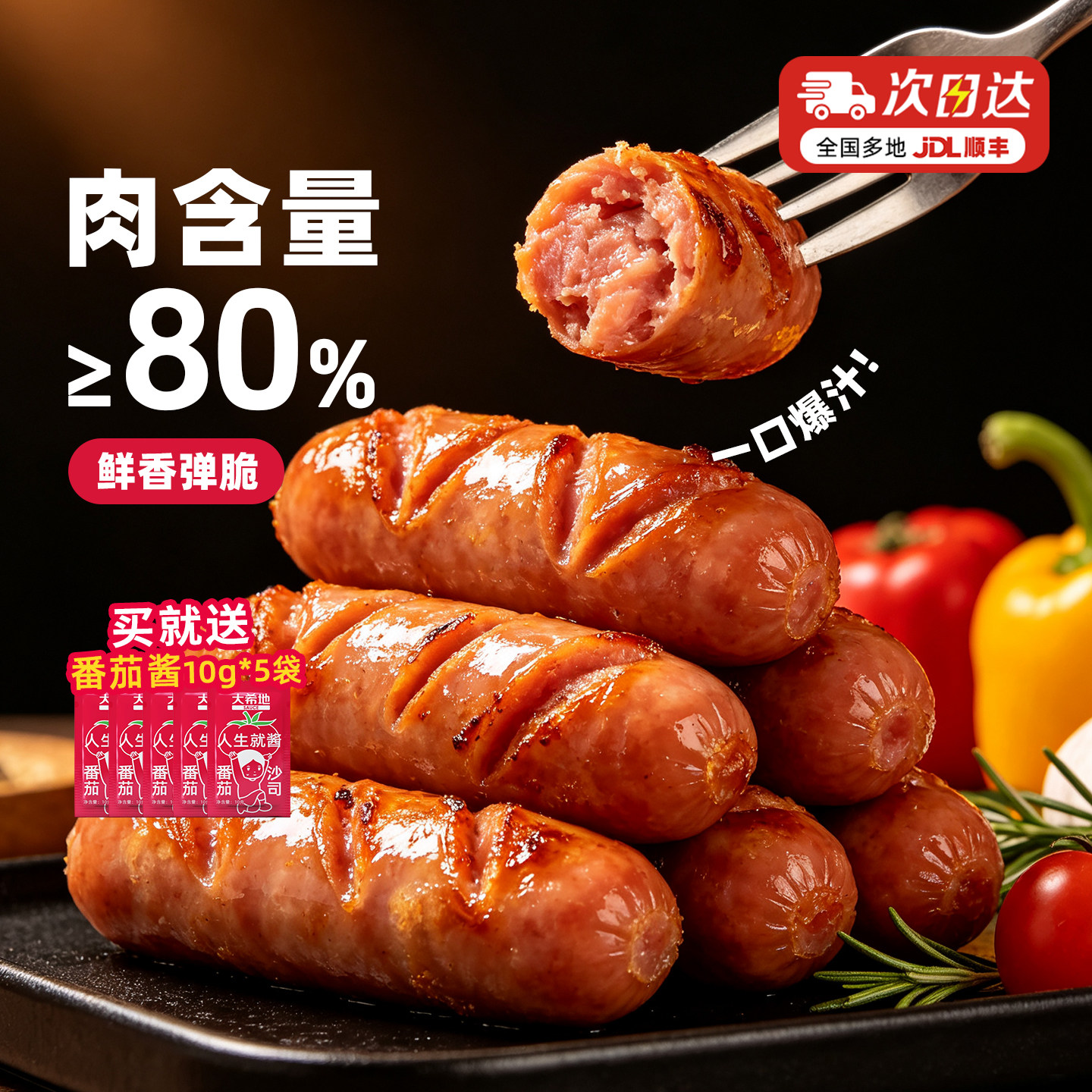 大希地儿童牛肉烤肠火山石半成品