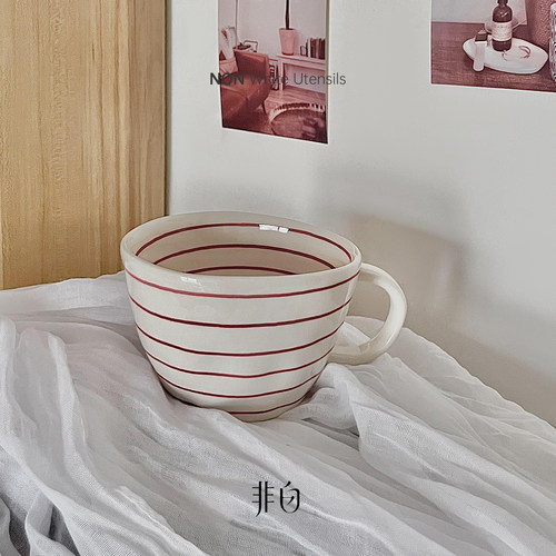 复古咖啡杯手捏不规则陶瓷马克杯ins风小众高颜值设计早餐水杯子