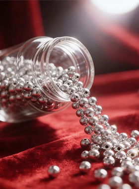 足银999珠子散珠纯银配件穿手串项链卡456MS999银珠子足银光面珠