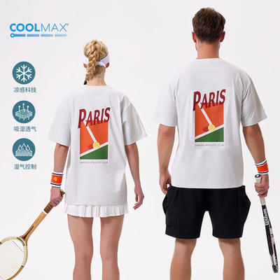 网球四大满贯城市 COOLMAX轻量化速干运动短袖T恤 吸湿排汗