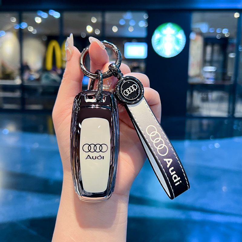 25款奥迪A6L钥匙套A7LA3男士A4L扣q4etron高档Q5L壳q3奥迪钥匙扣