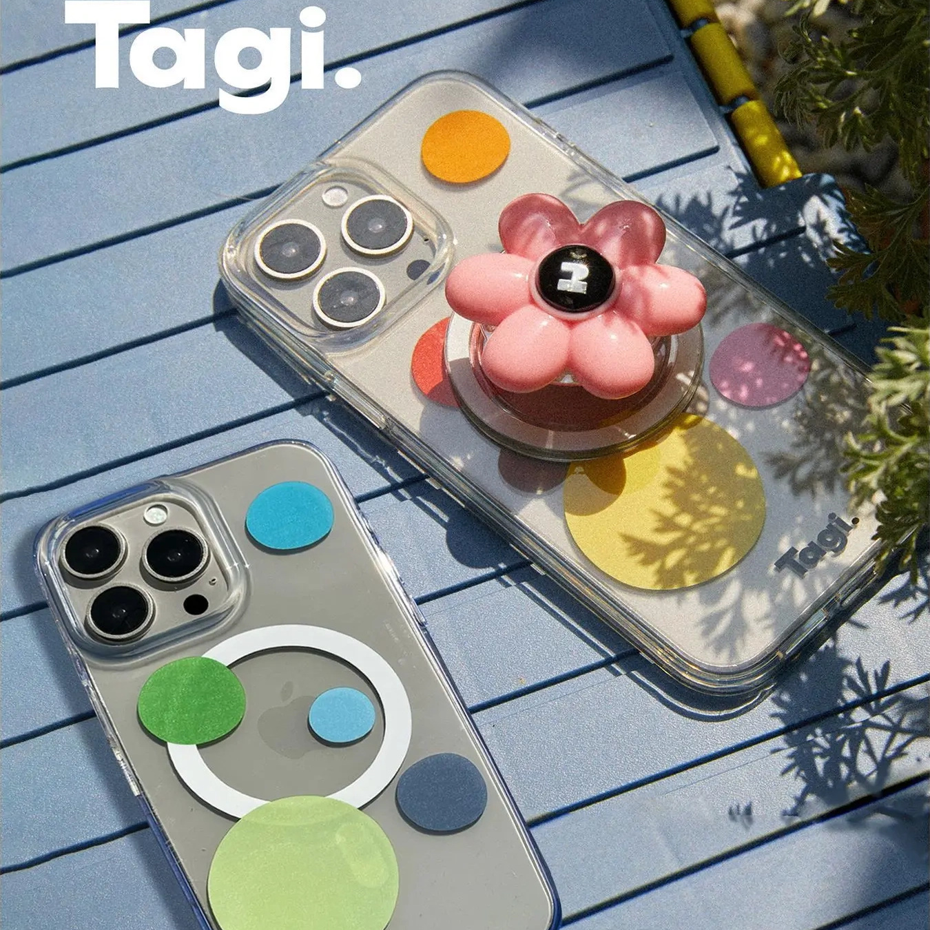 适用Tagi. 糖果手绘彩色波点彩色透明tpu磁吸iPhone全包手机壳16