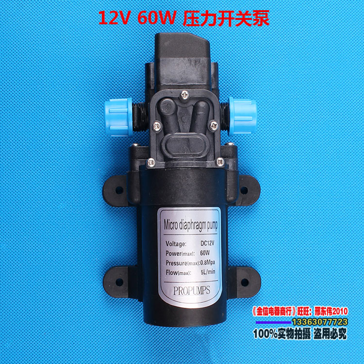 12V60W电动隔膜泵自吸压力y开关高压洗车水泵喷雾器植保机农用打