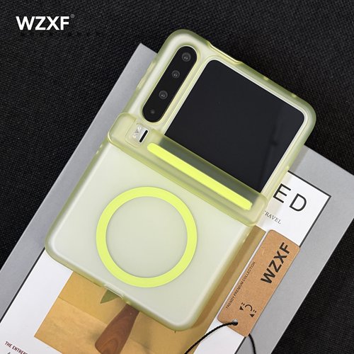 wzxf冰雾透明磨砂双中轴磁吸绿色手机壳适用华为PuraX/pocket2新款肤感硬壳pura x折叠屏px保护套高级感女男