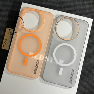 wzxf柔纱冰雾适用realme真我GT8pro手机壳新款磁吸磨砂透明硬壳gt7pro镜头大孔por高级感超薄橙色保护套肤感