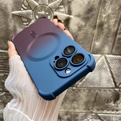 四角气囊防摔适用苹果16手机壳15promax自带镜头膜全包iPhone13pro磁吸无线充电14渐变pm硅胶plus保护套新款