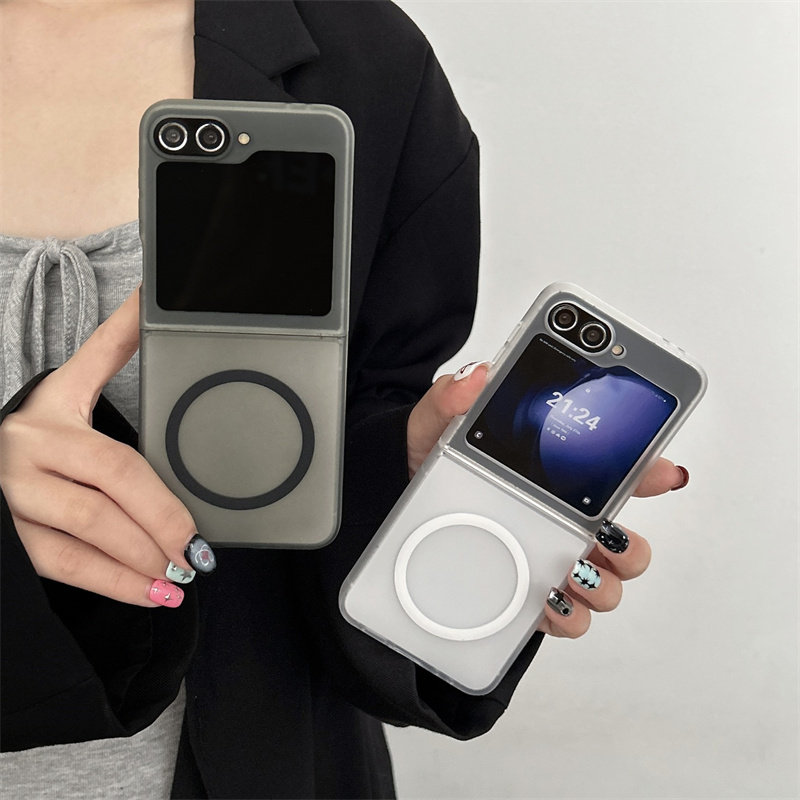 韩风小众透明磨砂磁吸适用三星zflip7手机壳z flip6/5/4新款硬壳Galaxy全包折叠屏简约超薄翻盖保护套女男潮