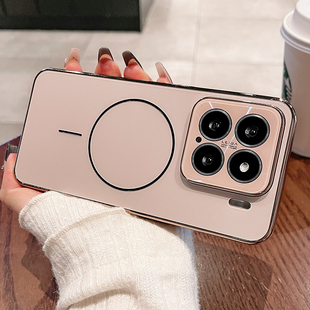 镭射细圈磁吸适用小米15手机壳新款小米15ultra全包镜头14Pro磨砂防摔13女男15u轻奢por保护套高级感软边硬壳