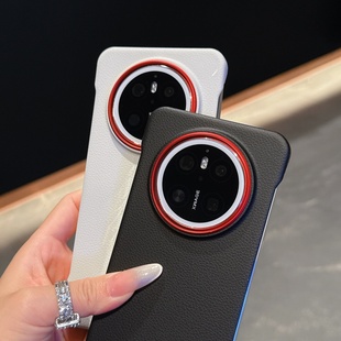 红色镜头圈无边框适用华为mate80手机壳mate70pro+皮纹肤感promax超薄散热m80max保护套por黑色om磨砂外壳