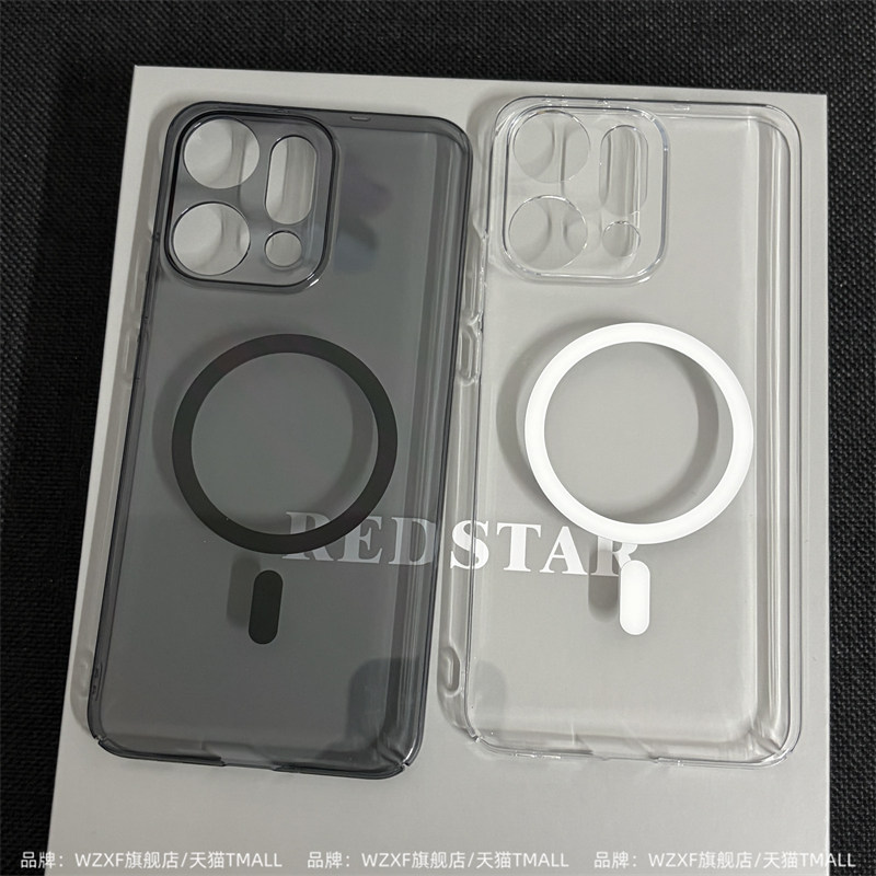 wzxf高透硬壳适用OPPOReno14Pro手机壳磁吸新款reno15pro/13镜头精孔oppo全包透明por男女简约12高级感保护套