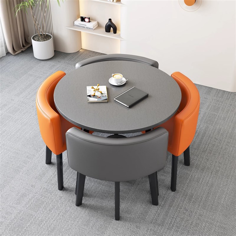 简约洽谈桌椅组合接待谈判桌会议桌培训圆桌休闲商用奶茶店桌椅子