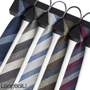 领带男女灰色黑色蓝色正装韩版商务复古上班结婚易搭配一拉得领带