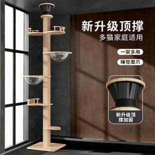 猫爬架通天柱飘窗实木不占地免打孔PVC猫窝树一体顶天立地猫爬架