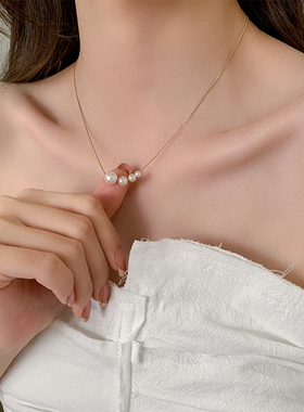 法式珍珠项链女2024新款爆款轻奢小众锁骨链气质简约网红装饰颈链