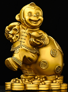 纯铜猴子摆件铜猴十二生肖猴摆设黄铜猴铜器装饰品家居工艺品礼品