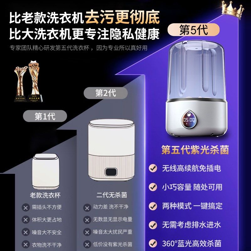 内衣洗衣机小型无线便携式自动清洗机洗袜子内裤专用迷你小洗衣杯,生活电器,超声波迷你清洗机,淘宝优惠券,粉丝福利购,淘宝优惠卷