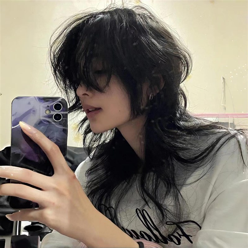 假发男长狼尾个性鲻鱼头层次感拖尾狼尾中长发自然韩版显脸小头套