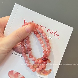 巨显白!新中式天然红玛瑙太阳石手串双层手链招财转运聚财高级感