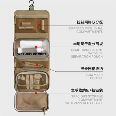 Avoke可挂式洗漱包旅小本折叠收纳袋便携出差旅行干湿分离化妆包