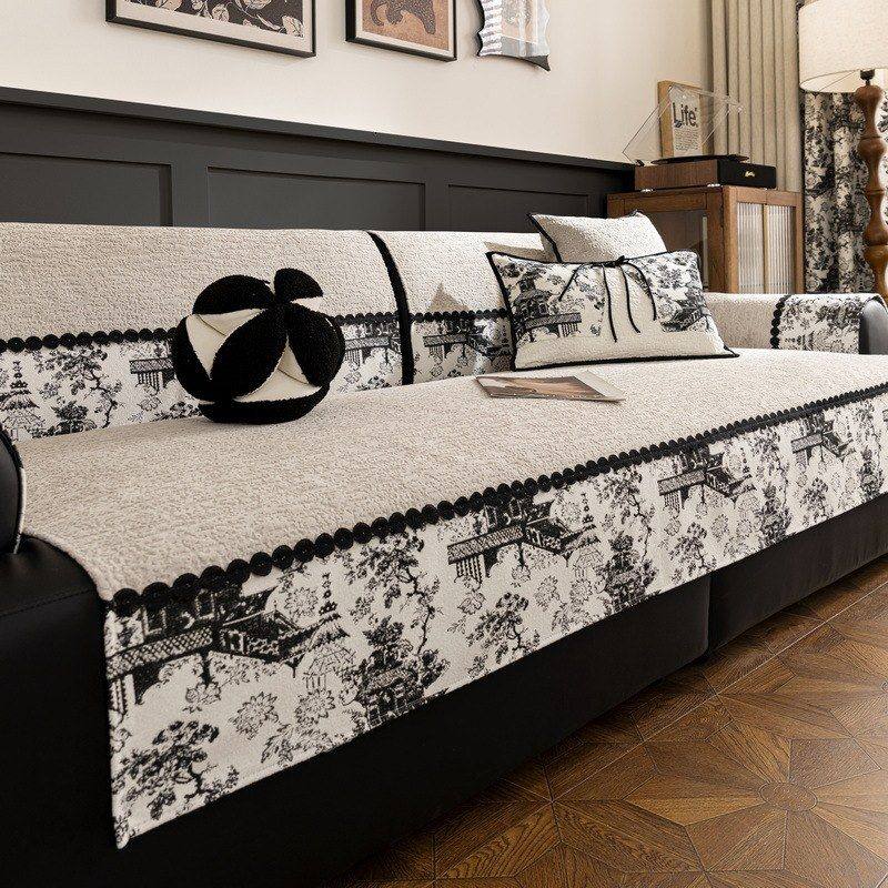 新中式沙发垫四季通用2025新款沙发坐垫固定防滑直排沙发盖布防滑