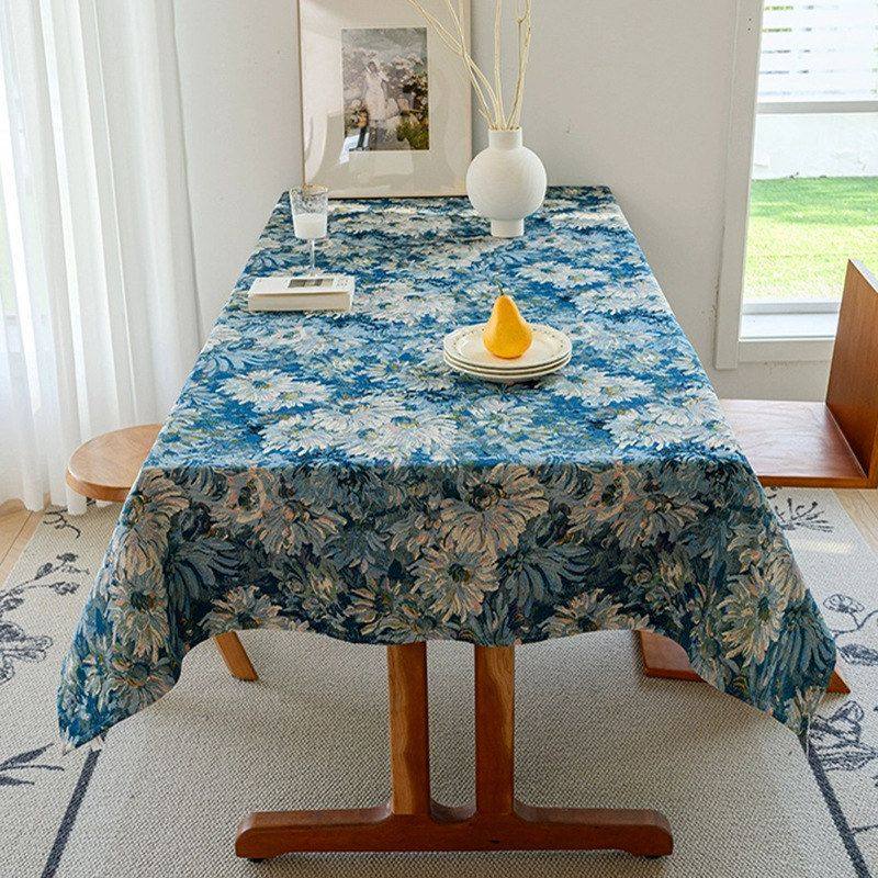 民宿莫奈花园蓝色ins风长方形桌布田园氛围感涤纶棉麻户外布置,居家布艺,桌布,淘宝优惠券,粉丝福利购,淘宝优惠卷