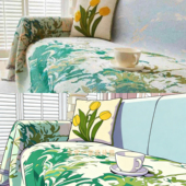 加厚防猫抓油画风棉麻北欧复古盖巾沙发罩HOT四季 防尘罩盖保护套