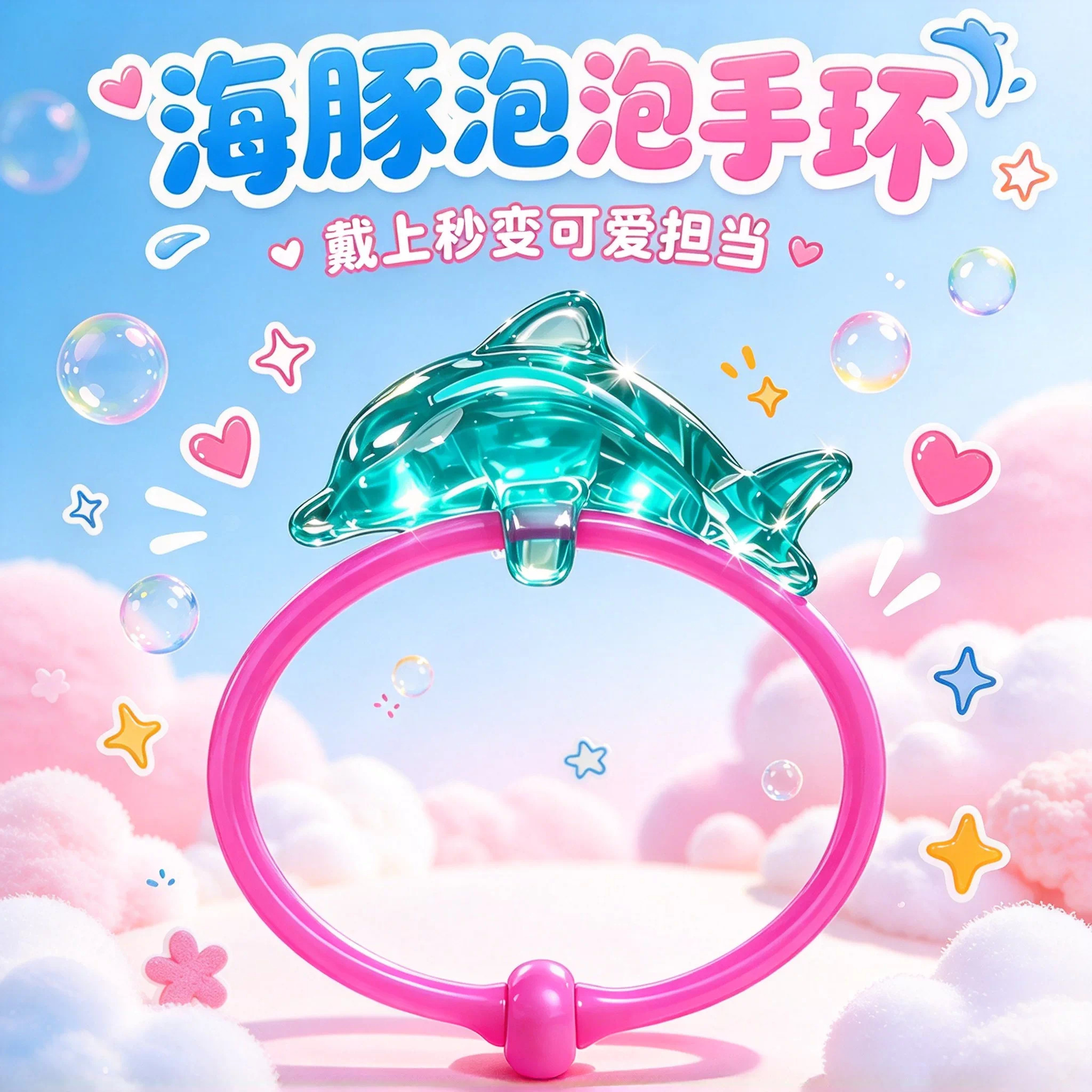 健达奇趣蛋海豚手环正版海洋风透明手链小玩具美人鱼系列女孩礼物