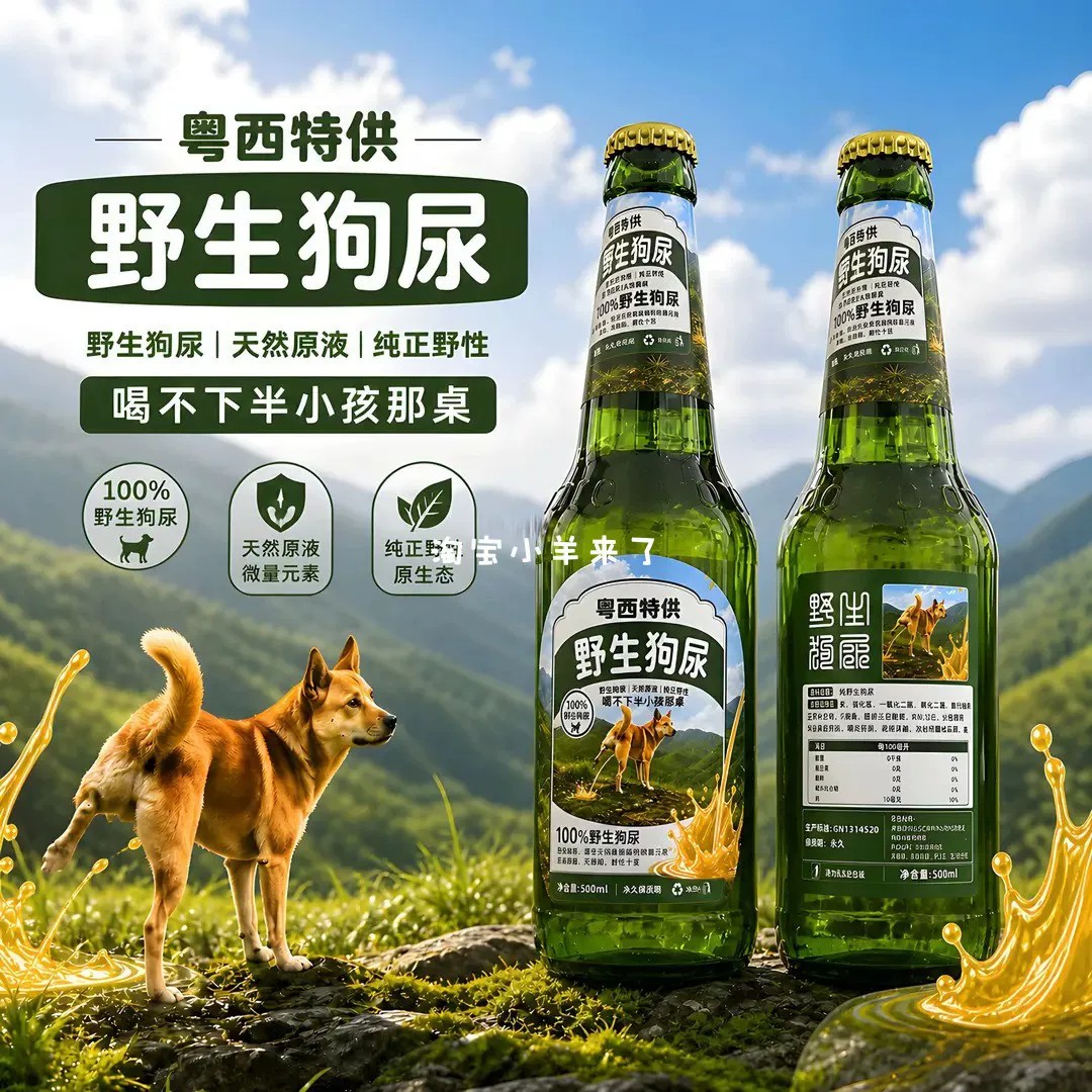 野生狗奶野生狗尿贴纸粤西特供不干胶啤酒瓶装饰贴抽象整蛊道具