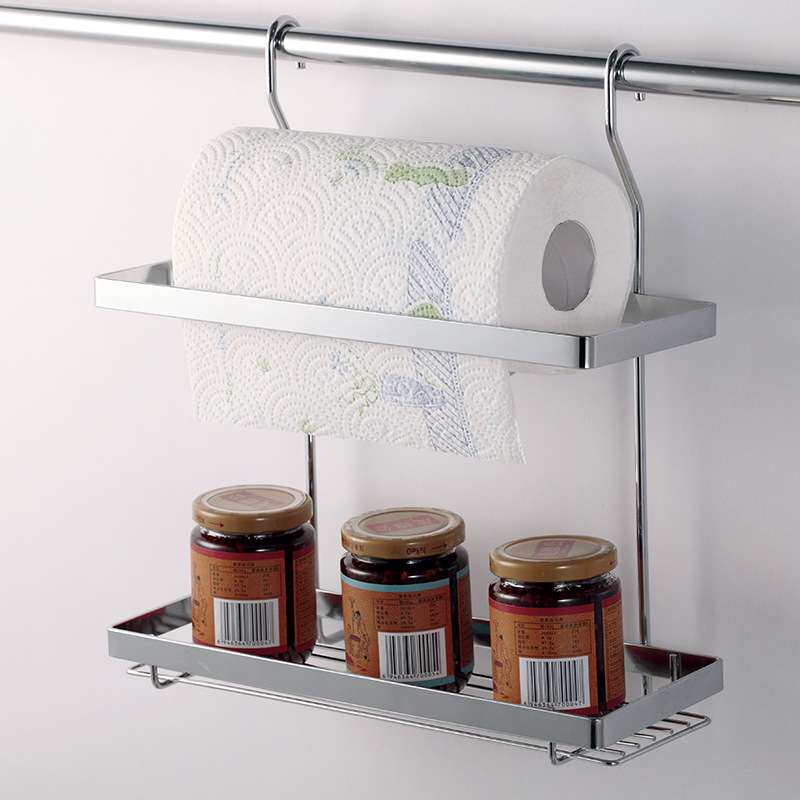 高美佳多功能双层保鲜袋纸巾架壁挂式调料收纳置物架免打孔挂墙