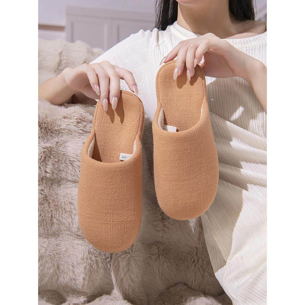 朴西四季春秋居家静音木地板防滑棉麻拖鞋情侣男女士防滑透气防臭