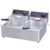 2汉堡店炸薯条机多功能炸鸡 11L 商用台式 电炸炉JUSTA双缸双筛EF