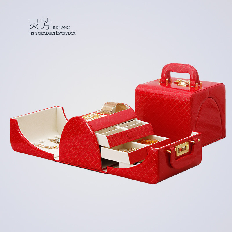 密码锁首饰盒欧式韩国o 手表饰品收纳盒化妆珠宝箱 生日结婚送礼