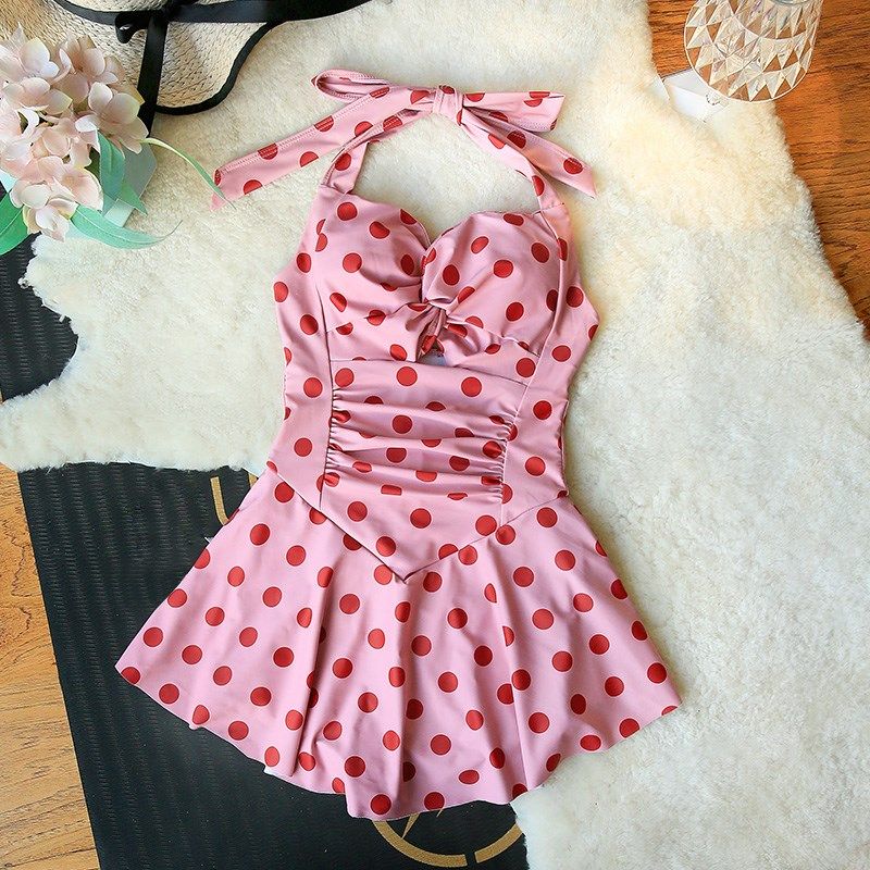 可爱少女连体游泳衣女夏季泡温泉小胸不空杯O长袖罩衫保守遮肉三