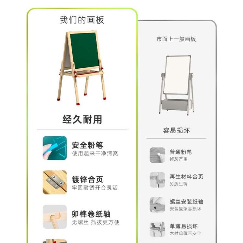 小黑板儿童家用支架式木制画板可擦双面磁K性宝T宝涂鸦画画写字画