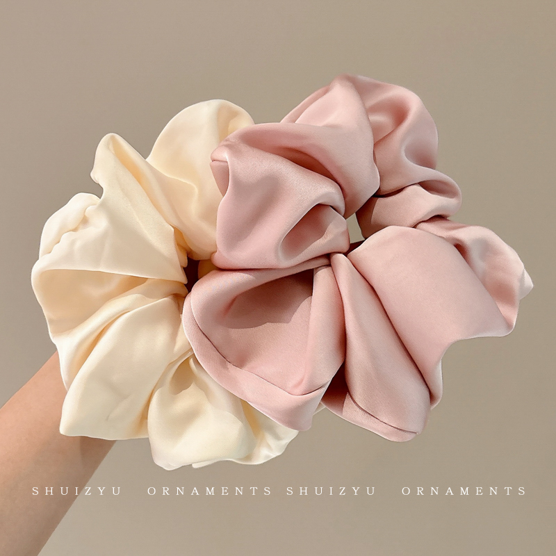 褶皱缎面大肠发圈女2025新款超大扎头皮筋发绳慵懒风头花头绳头饰