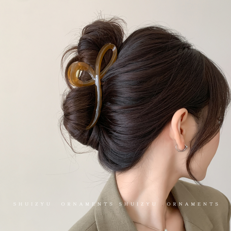 亚克力盘发鲨鱼夹女2026新款简约气质抓夹大号发夹发量大发卡头饰