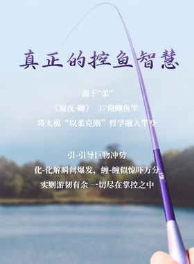 凝夜·鲫37调超轻超细超u韧女生紫色全涂装碳素溪流竿鲫鱼竿野钓